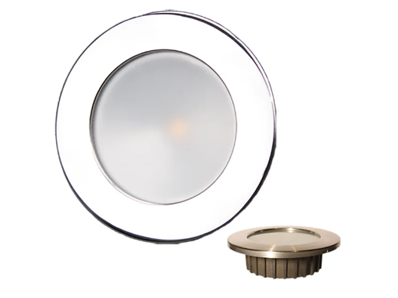 Lunasea “ZERO EMI” Recessed 3.5” LED Light - Warm White, Red w/Polished Stainless Steel Bezel - 12VDC