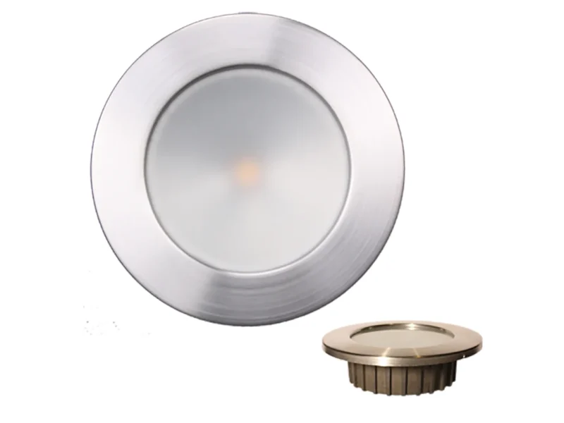 Lunasea Gen3 Warm White, RGBW Full Color 3.5” IP65 Recessed Light w/Brushed Stainless Steel Bezel - 12VDC