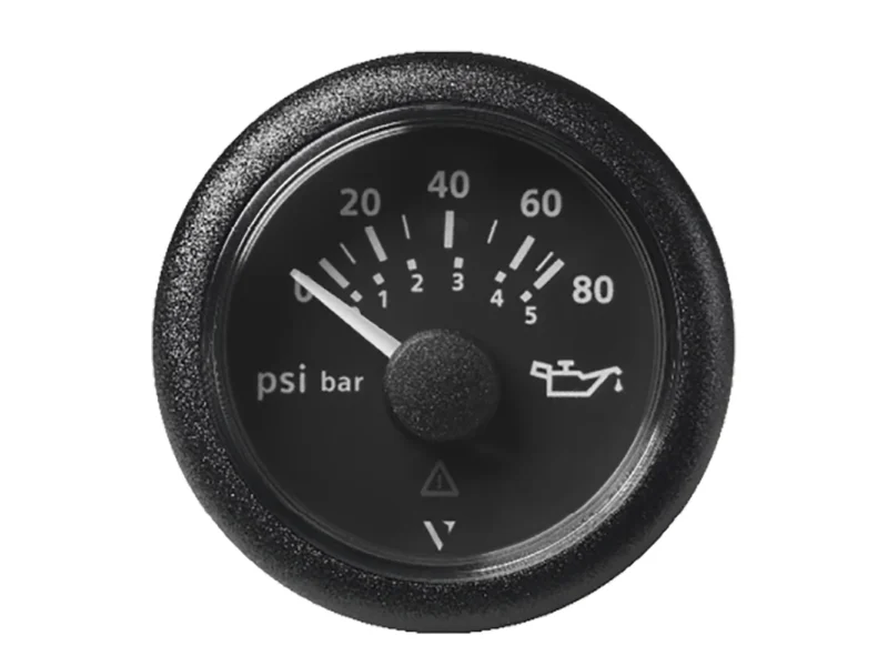 Veratron 52MM (2-1/16") ViewLine Oil Pressure Gauge 80 PSI/5 Bar - Black Dial & Round Bezel