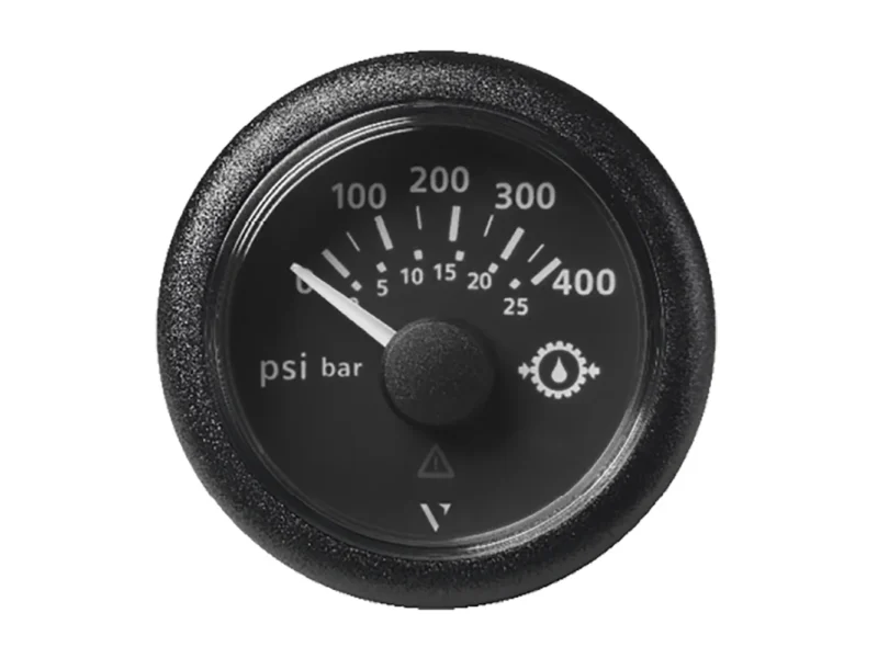 Veratron 2-1/16" (52mm) ViewLine Transmission Oil Pressure 400 PSI/25 Bar - Black Dial & Round Bezel