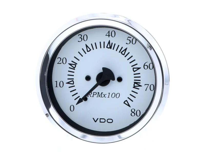 VDO Cockpit Marine 85MM (3-3/8") Outboard Tachometer - White Dial/Chrome Bezel