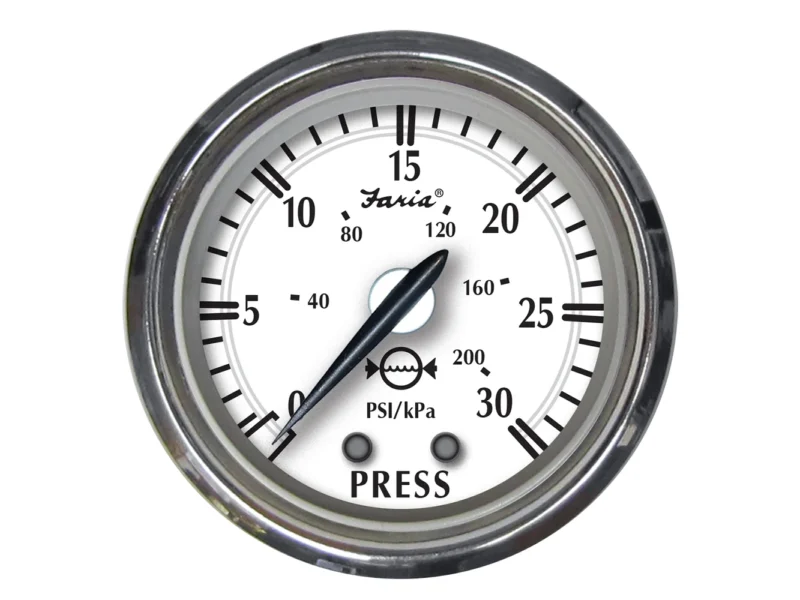 Faria Newport SS 2" Water Pressure Gauge Kit - 0 to 30 PSI