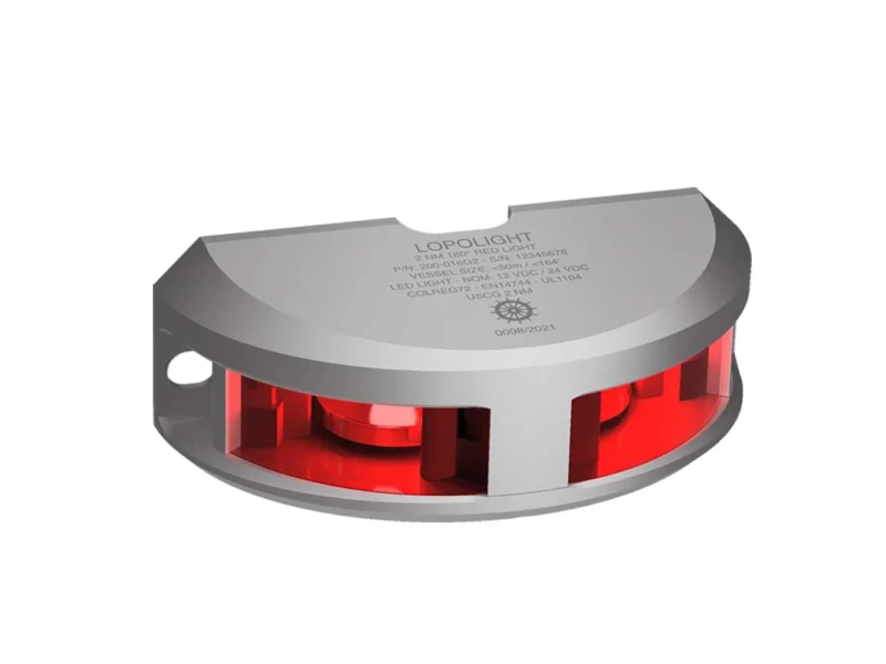 Lopolight Series 200-016 - Navigation Light - 2NM - Vertical Mount - Red - Silver Housing