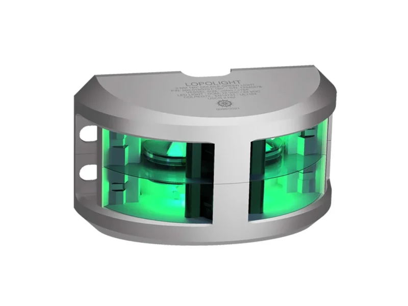 Lopolight Series 200-018 - Double Stacked Navigation Light - 2NM - Vertical Mount - Green - Silver Housing