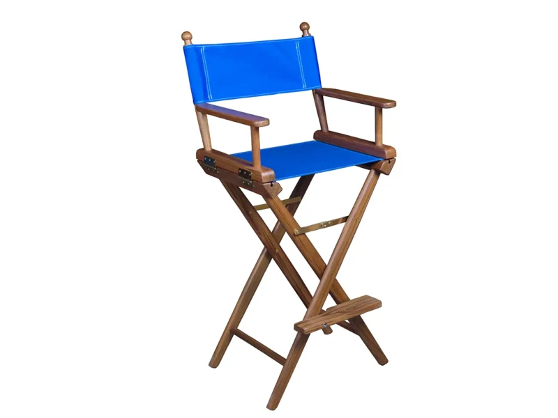 Whitecap Captain's Chair w/Blue Seat Covers - Teak