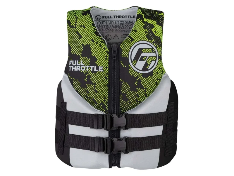 Full Throttle Junior Hinged Neoprene Life Jacket - Green