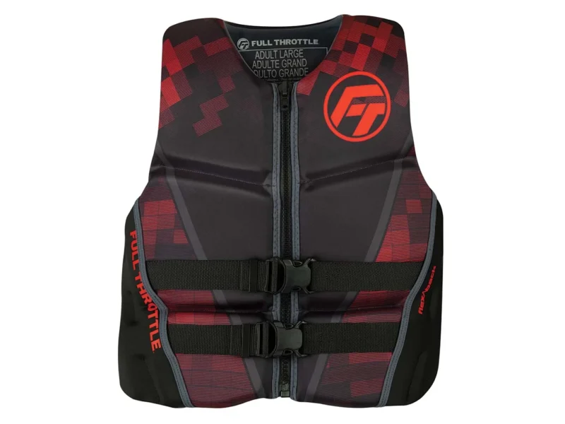 Full Throttle Men's Rapid-Dry Flex-Back Life Jacket - S - Black/Red