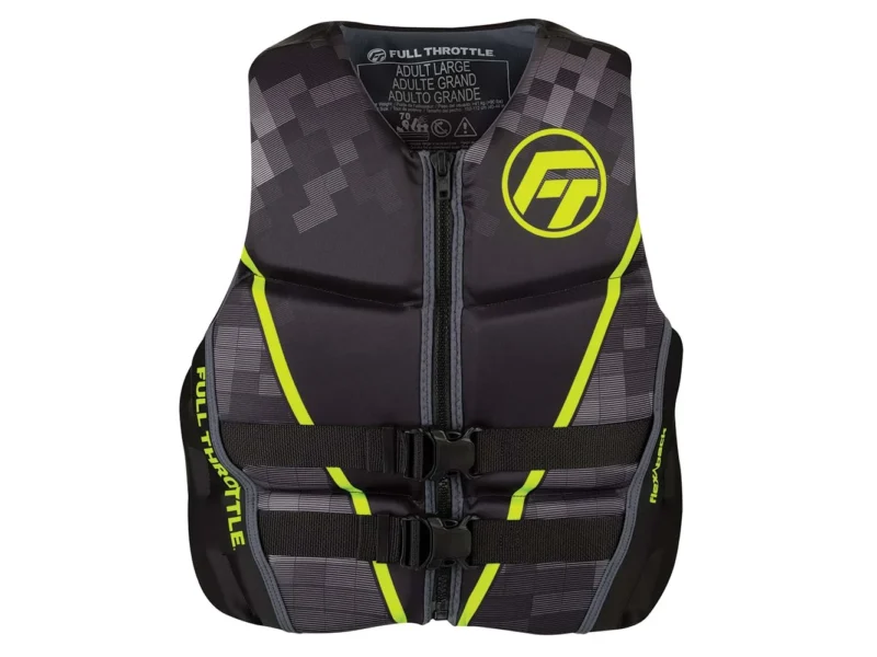 Full Throttle Men's Rapid-Dry Flex-Back Life Jacket - L - Black/Green