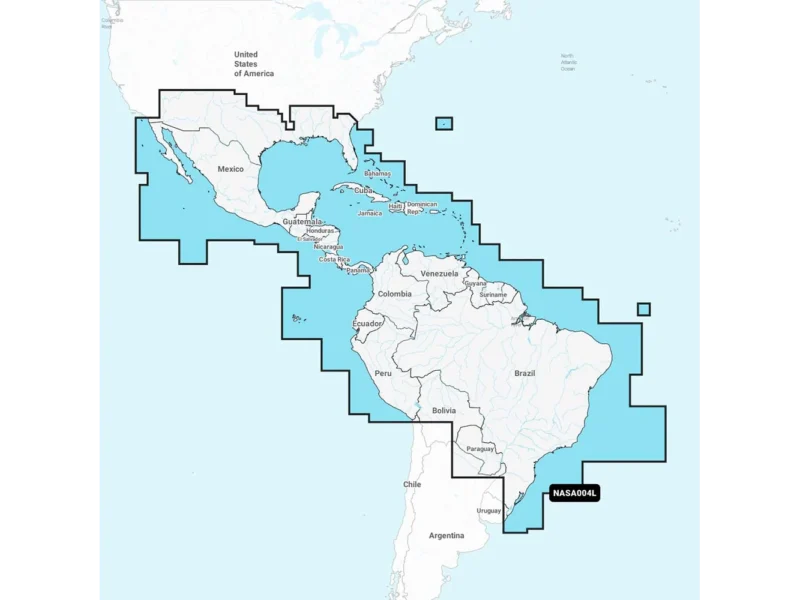 Navionics NASA004L - Mexico, Caribbean to Brazil - Navionics+