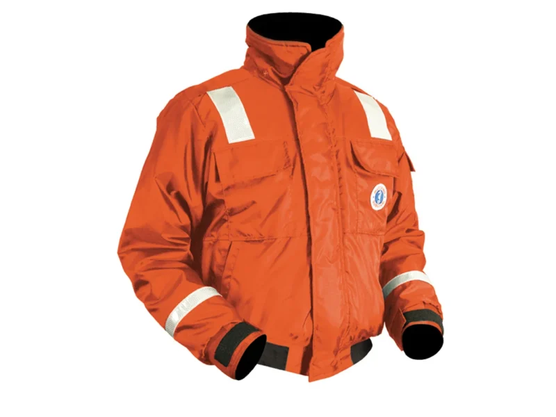 Mustang Classic Flotation Bomber Jacket w/Reflective Tape - Orange - Medium