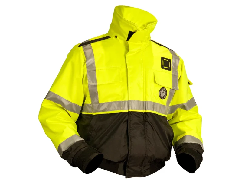 Mustang ANSI High Vis Flotation Bomber Jacket - Fluorescent Yellow/Green/Black - XXL