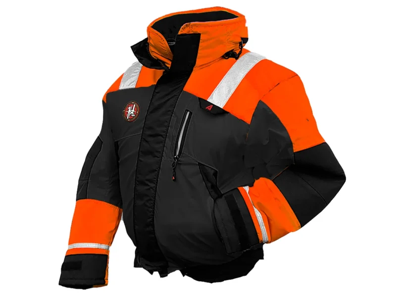 First Watch AB-1100 Flotation Bomber Jacket - Hi-Vis Orange/Black - Medium