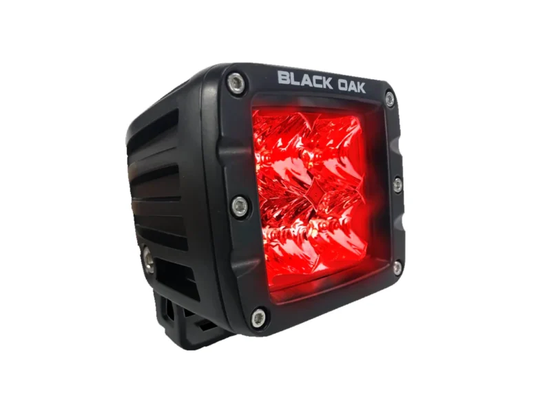 Black Oak 2" Red LED Predator Hunting Pod Light - Flood Optics - Black Housing - Pro Series 3.0