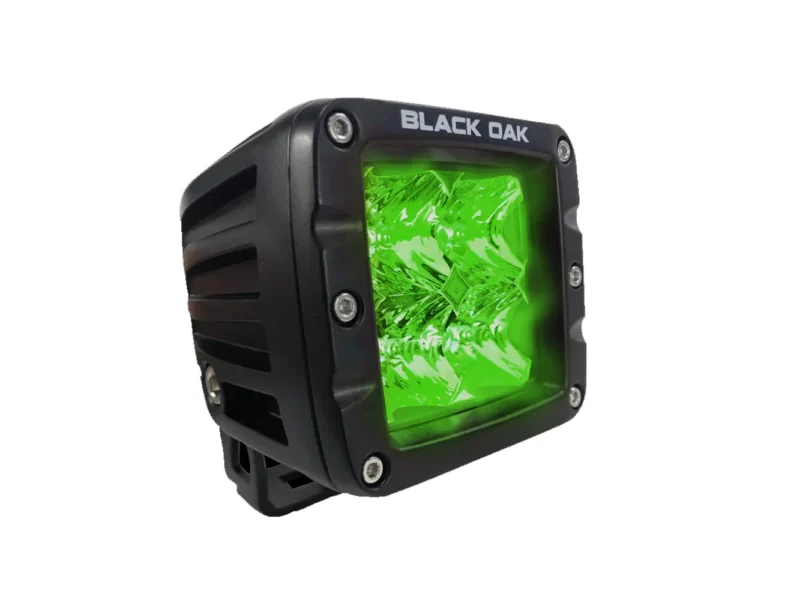 Black Oak 2" Green LED Hog Hunting Pod Light - Flood Optics - Black Housing - Pro Series 3.0