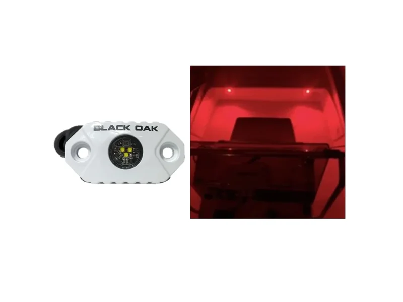 Black Oak Rock Accent Light - Red LEDs - White Housing