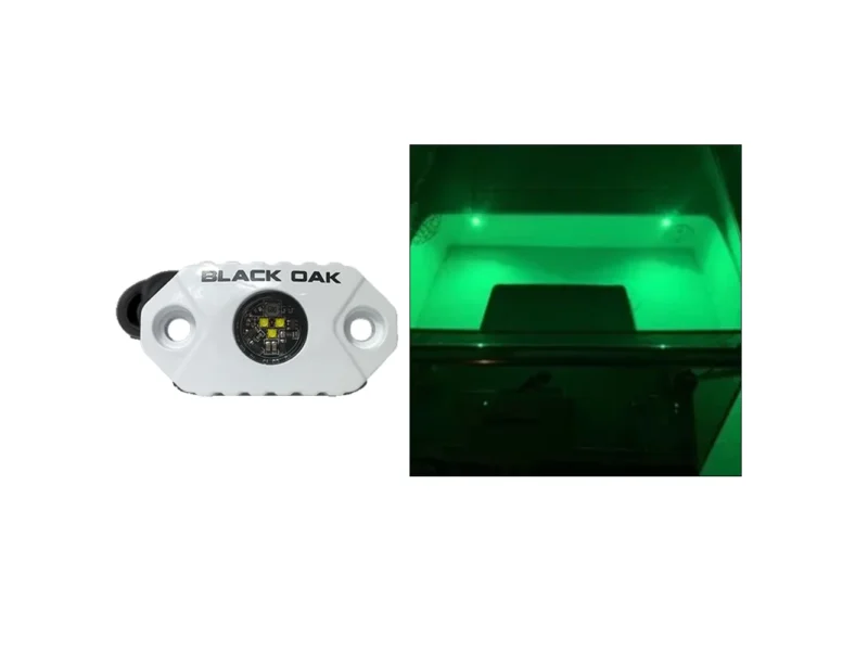 Black Oak Rock Accent Light - Green LEDs - White Housing