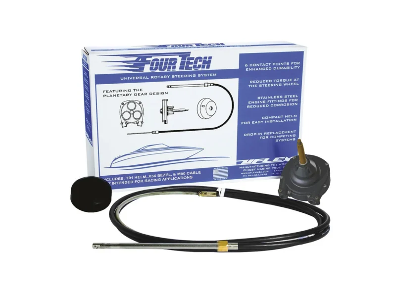 Ufelx Fourtech 20' Black Mach Rotary Steering System w/Helm, Bezel & Cable