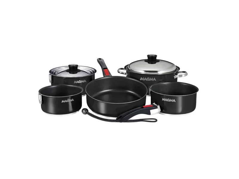 Magma Nestable 10 Piece Induction Non-Stick Enamel Finish Cookware Set - Jet Black