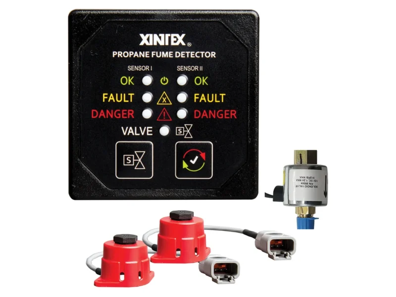 Fireboy-Xintex Propane Fume Detector, 2 Channel, 2 Sensors, Solenoid Valve & Control & 20' Cable - 24V DC