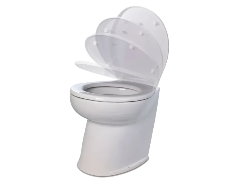 Jabsco Deluxe Flush 14" Angled Back 24V Freshwater Electric Marine Toilet w/Solenoid Valve & Soft Close Lid