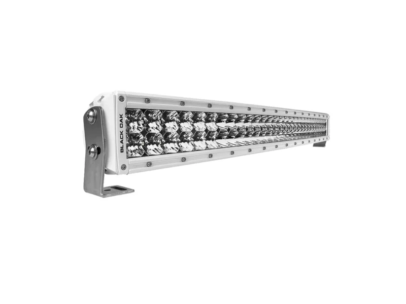 Black Oak 30" Marine Curved Double Row LED Light Bar - Spot Optics - White Housing - Pro Series 3.0