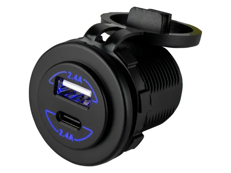 Sea-Dog Round Dual USB & USB-C Power Socket