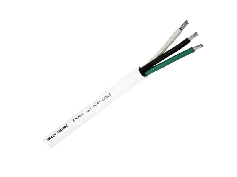 Pacer Round 3 Conductor Cable - 100' - 16/3 AWG - Black, Green & White