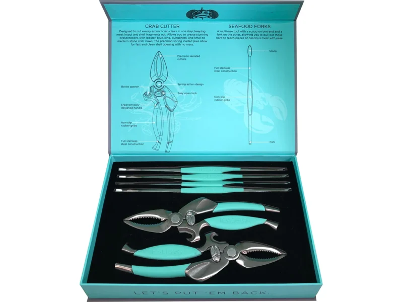 Toadfish Crab/Lobster Tool Set - 2 Shell Cutters & 4 Seafood Forks