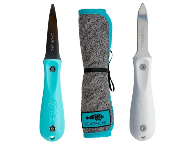 Toadfish Shucker's Bundle - Put 'Em Back Oyster Knife, Professional Oyster Knife & Cut-Proof Shucking Cloth