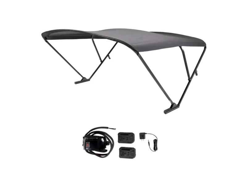 SureShade Battery Powered Bimini - Black Anodized Frame & Black Fabric