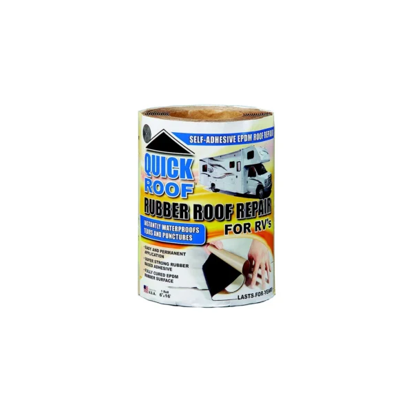 Quick Roof WRQR625 Instant Waterproofing For Rubber Roofs, White Adhesive/White EPDM, 6" x 25'