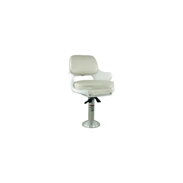 Springfield Yachtsman Fixed Height Chair Package, White (Includes Seat With Armrest and Cushions, Pedestal With Base and Locking Slide/Swivel)