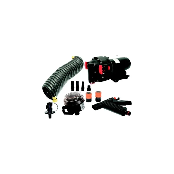 Johnson Pump 64534 Aqua Jet Wash Down Pump Kit 5.2 GPM 12V (Includes Pump, Filter, Hose, Spray Pistol, Bulkhead Fitting, Hose Connectors and Panel Switch)