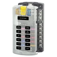 BLUE SEA Fuse Block STBlade 12circ w/gnd/cvr | 5026-BSS
