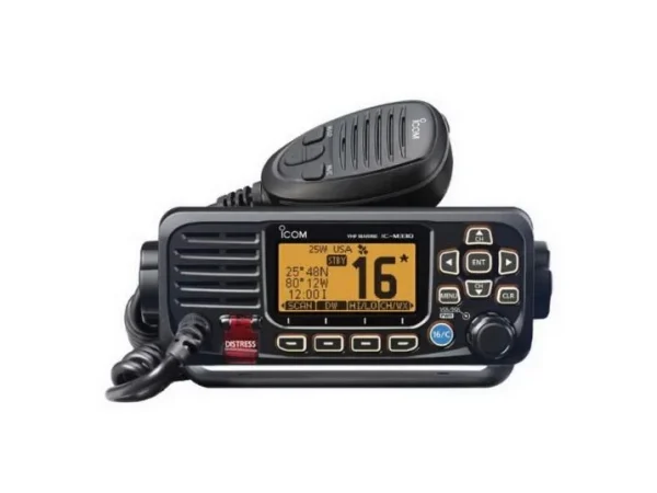 ICOM BLACK marine compact VHF fixed mount with built-in GPS receiver and supplied GPS antenna | M330G BLACK