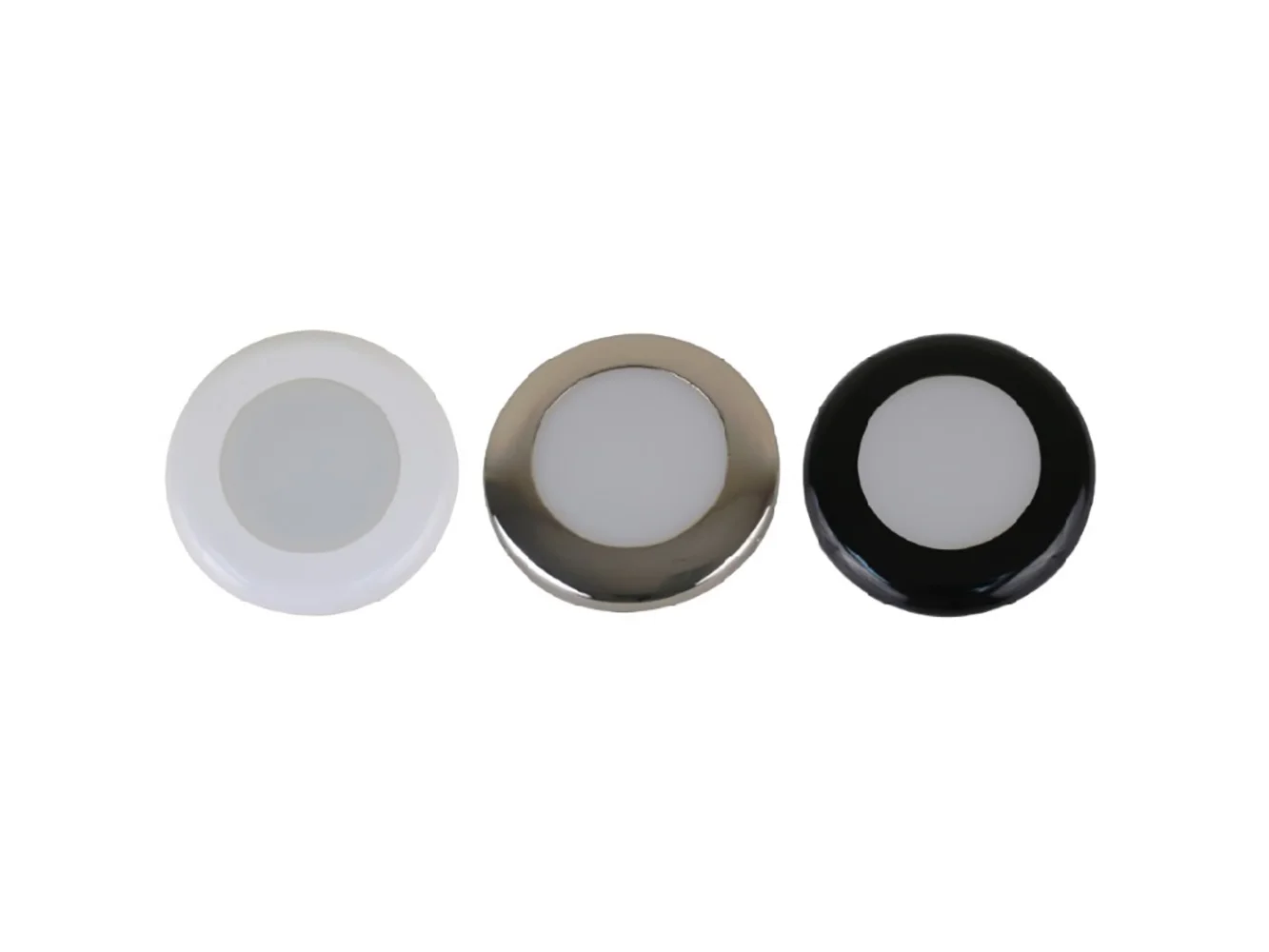 Scandvik A3C Downlight Kit - Warm White w/SS, White, & Black Trim Rings