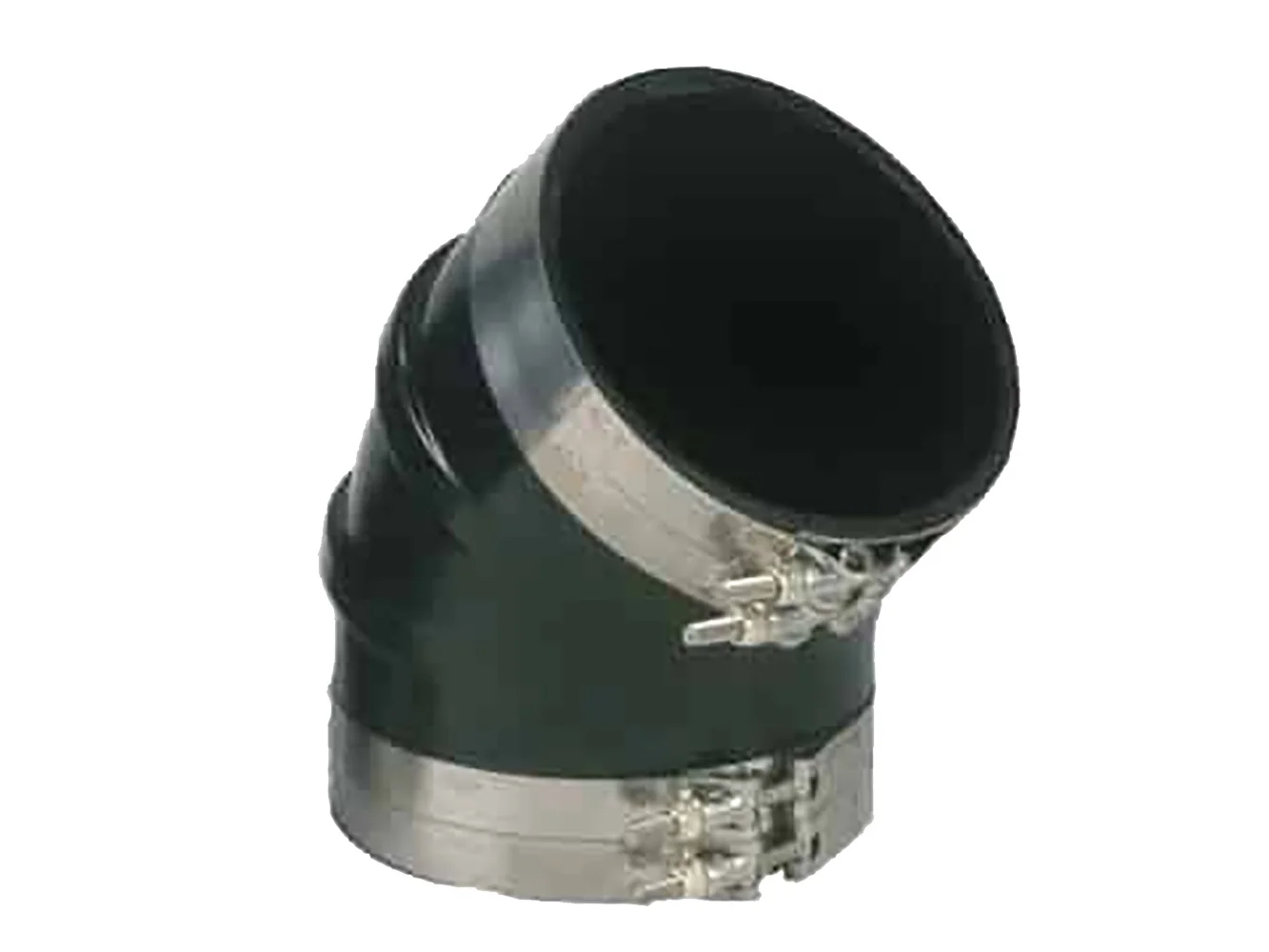 Trident Marine 8" ID 45-Degree EPDM Black Rubber Molded Wet Exhaust Elbow w/4 T-Bolt Clamps