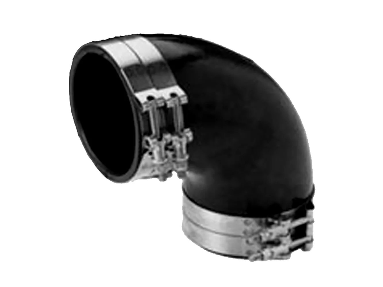 Trident Marine 4" ID 90-Degree EPDM Black Rubber Molded Wet Exhaust Elbow w/4 T-Bolt Clamps