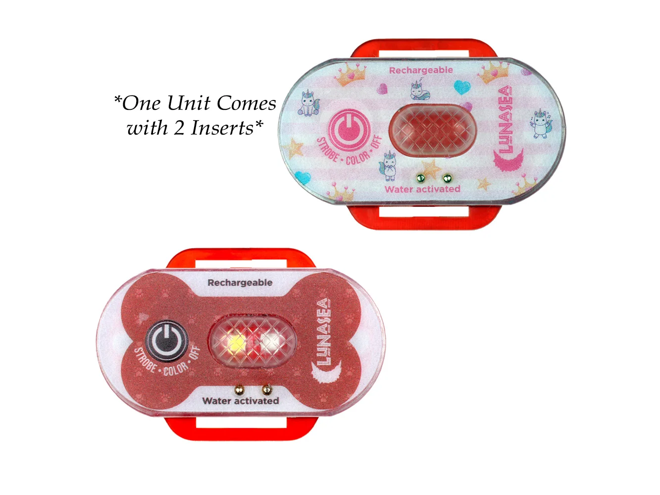 Lunasea Child/Pet Safety Water Activated Strobe Light - Red Case, Blue Attention Light