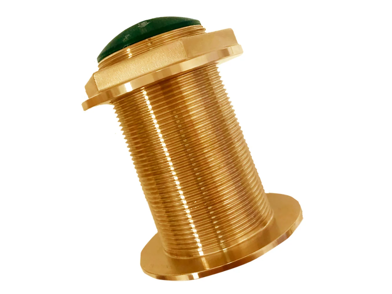 Echonautics Bronze Low-Profile Thru-Hull Medium-Frequency CHIRP Transducer - 600W, 12° Tilt, 80-130kHz