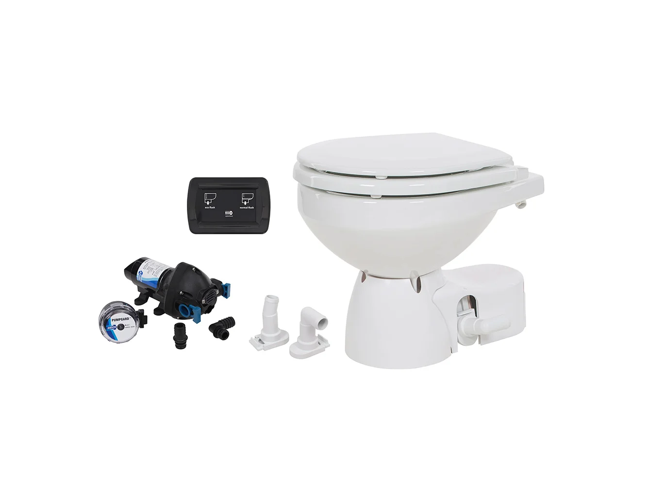 Jabsco Quiet Flush E2 Raw Water Toilet Compact Bowl - 12V - Soft Close Lid