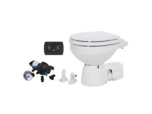 Jabsco Quiet Flush E2 Raw Water Toilet Compact Bowl - 24V - Soft Close Lid