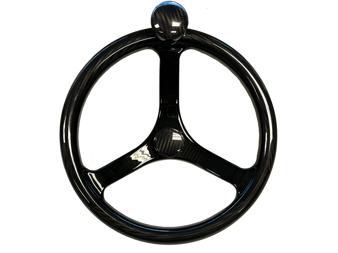 Schmitt Marine Carbon Fiber Primus Wheel w/Knob 13.5" w/Sanntoprene Finger Grip 3/4" Tapered Shaft w/CF Nut