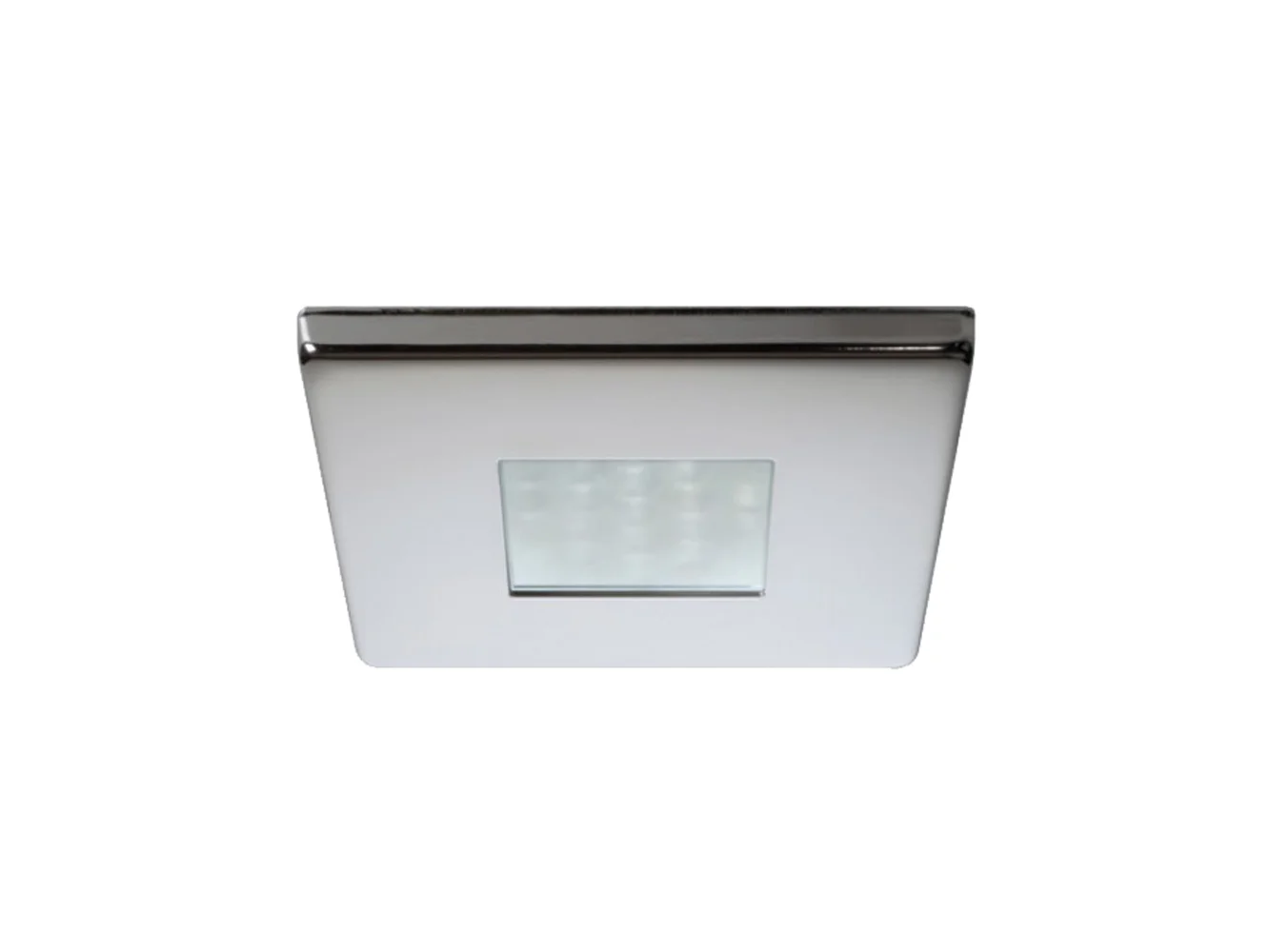 Quick Edwin C Downlight LED - 2W, IP66, Screw Mounted - Square Stainless Bezel, Square Warm White Light