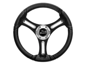 Schmitt Marine Torcello 14" Wheel - 03 Series - Polyurethane Wheel w/Chrome Spoke Inserts & Cap - Black Brushed Spokes - 3/4" - Retail Packaging