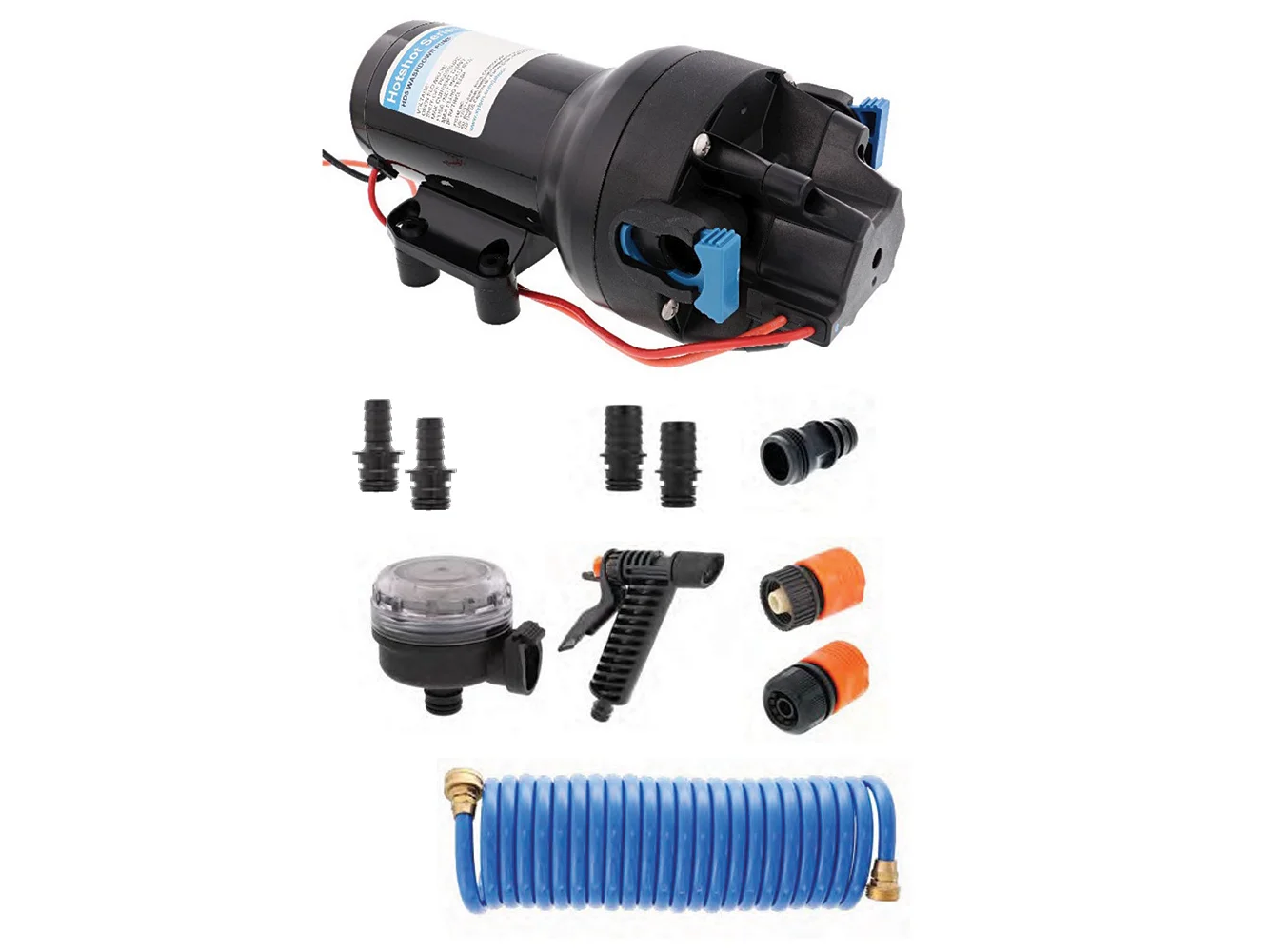 Jabsco HotShot HD5 Heavy Duty Washdown Pump Kit w/25' HoseCoil - 12V - 5GPM - 70PSI