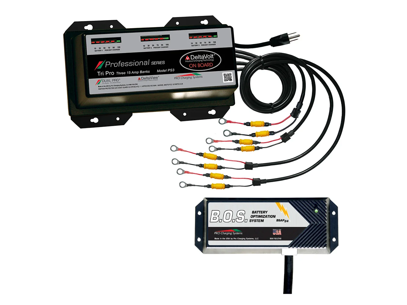 Dual Pro PS3 3 Bank Battery Charger w/3 Bank B.O.S.