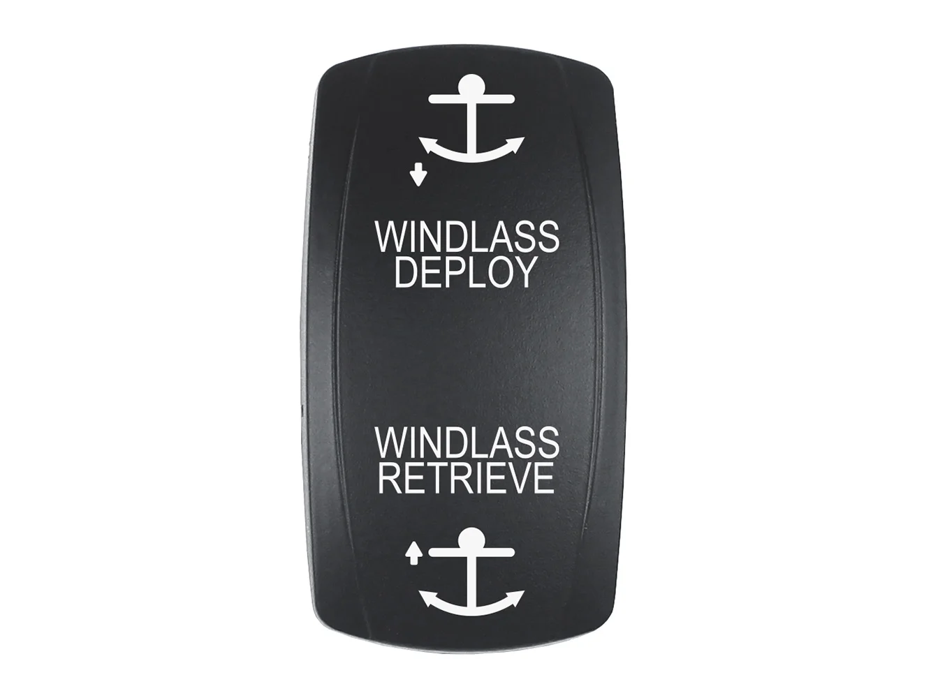 Pacer Actuator - 'WINDLASS DPLY/RTRV' f/V Series Contura Switches - Black - Laser Etched (Top/Bottom Light)