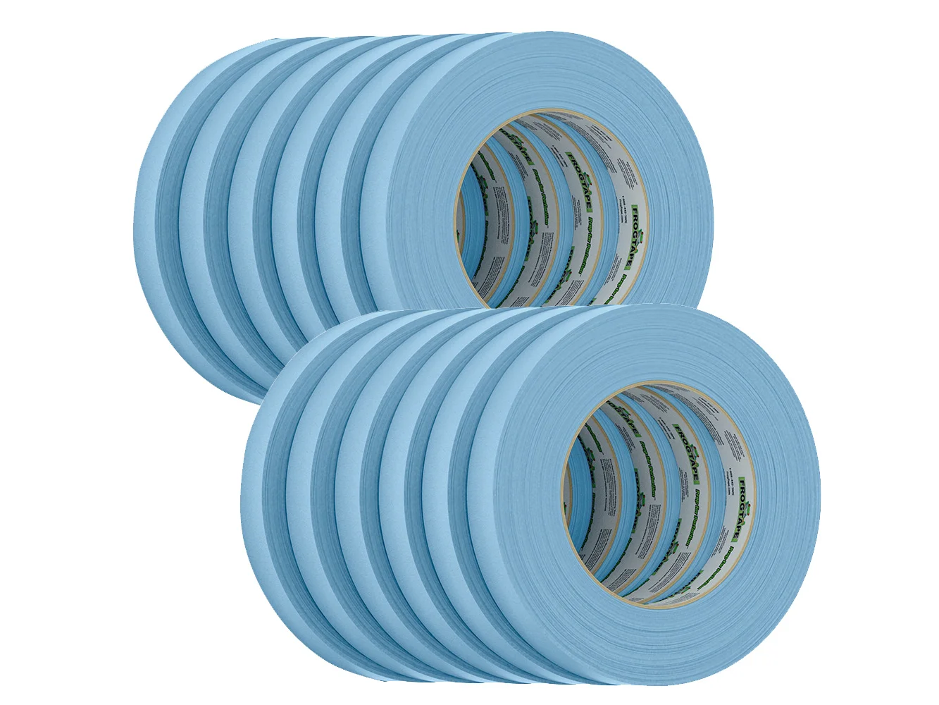 FrogTape CP 250 Medium-High Adhesion Masking Tape - 18MM x 55M x 12-Pack - Light Blue - Rated f/250°F