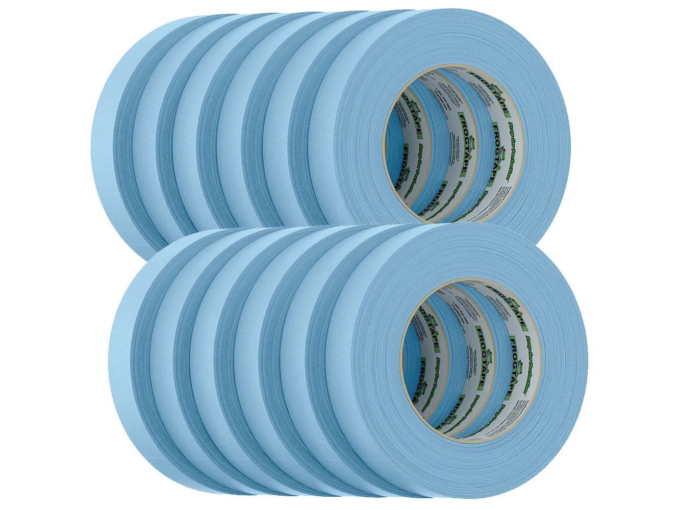 FrogTape CP 250 Medium-High Adhesion Masking Tape - 24MM x 55M x 12-Pack - Light Blue - Rated f/250°F